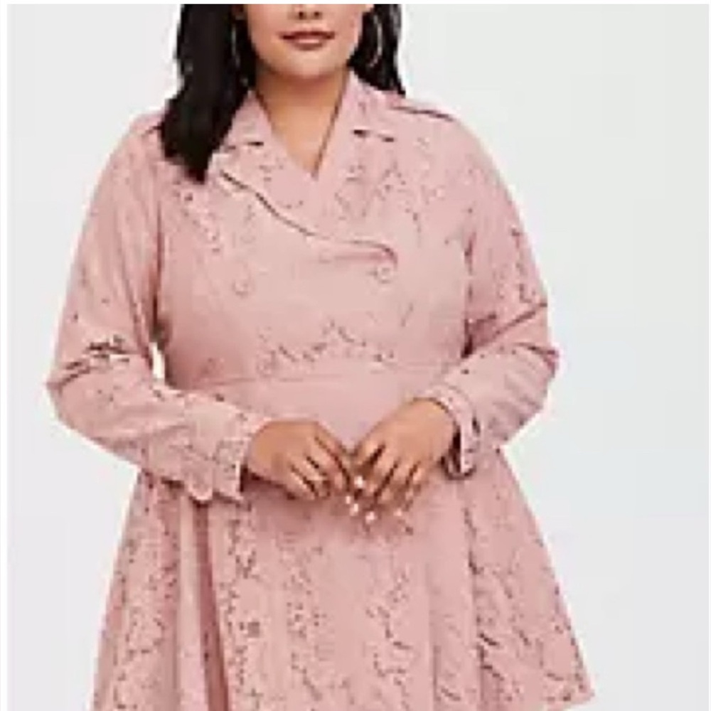 Torrid Plus Size Pink Lace Trench Coat